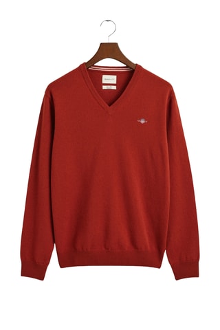 Camisola regular em lã - Vermelho-tijolo