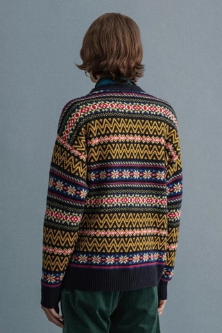 Camisola regular em lã - Azul-marinho