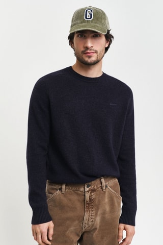 Camisola relaxed em lã - Azul-marinho