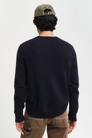 Camisola relaxed em lã - Azul-marinho