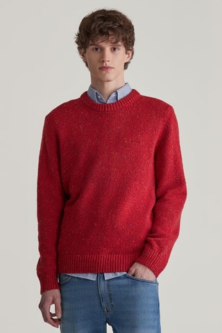 Camisola regular em lã - Vermelho