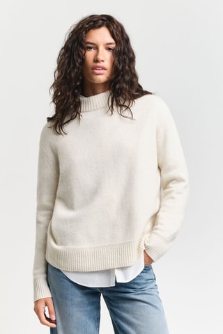 Camisola relaxed em lã - Creme