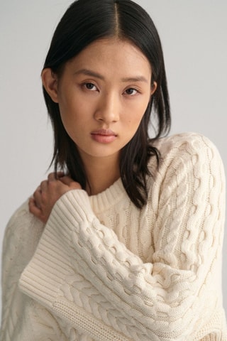 Camisola oversize em lã merino - Creme