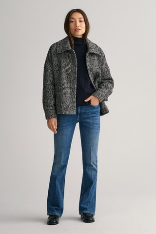 Camisola regular em lã de cordeiro - Azul-marinho