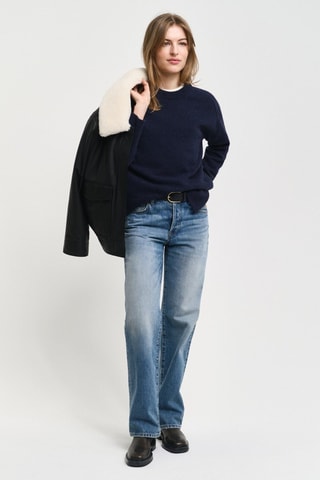 Camisola relaxed em lã e caxemira - Azul-marinho