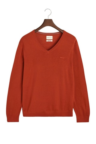 Camisola regular em lã merino - Vermelho-tijolo