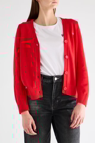 Casaco de malha em algodão biológico - Vermelho