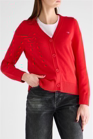 Casaco de malha em algodão biológico - Vermelho