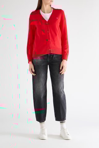 Casaco de malha em algodão biológico - Vermelho