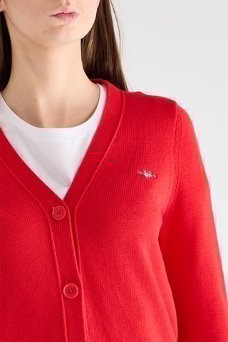 Casaco de malha em algodão biológico - Vermelho