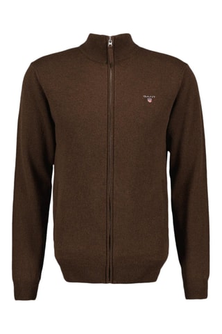 Casaco de malha regular de lã - Castanho