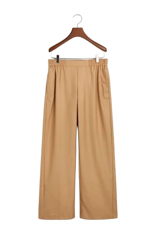 Calças em lã cintura subida - Caqui