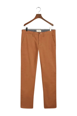 Calças chino slim em algodão biológico - Castanho