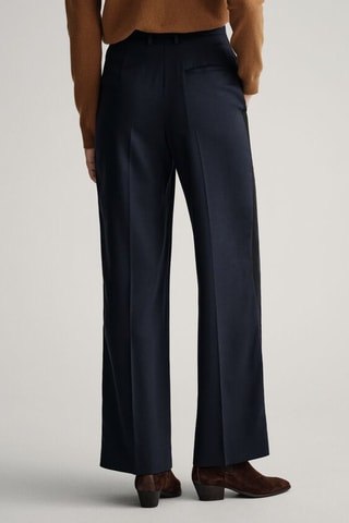 Calças em lã de cintura subida - Azul-marinho