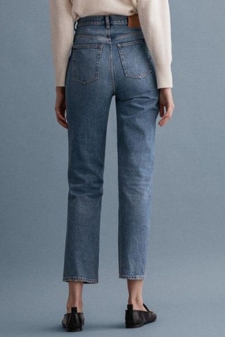 Calças de ganga de cintura alta - Azul