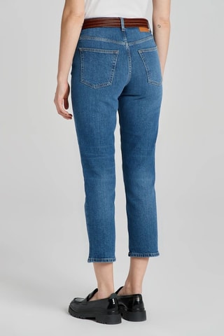 Calças de ganga slim 7/8 cintura subida - Azul