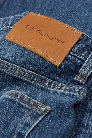 Calças de ganga slim 7/8 cintura subida - Azul