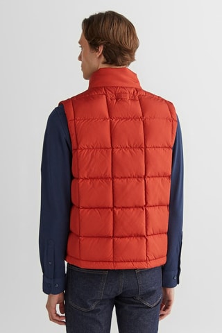 Colete acolchoado comprido - Vermelho