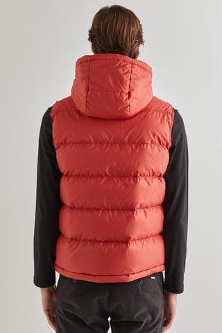 Colete acolchoado com capuz - Vermelho