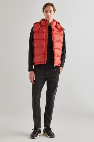 Colete acolchoado com capuz - Vermelho