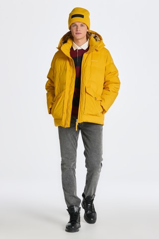 Blusão relaxed com capuz - Amarelo