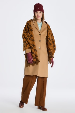 Sobretudo regular de lã - Bege