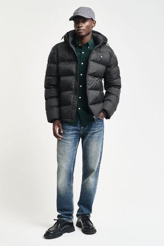 Blusão regular com capuz - Preto