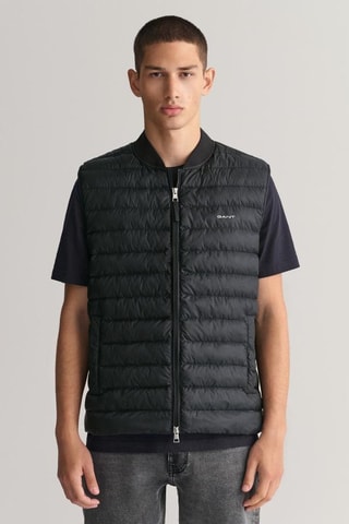 Colete acolchoado comprido - Preto