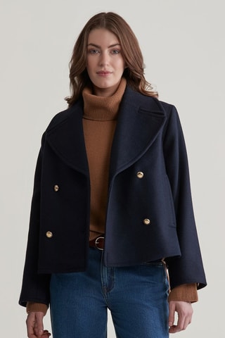 Casaco de marinheiro em lã - Azul-marinho