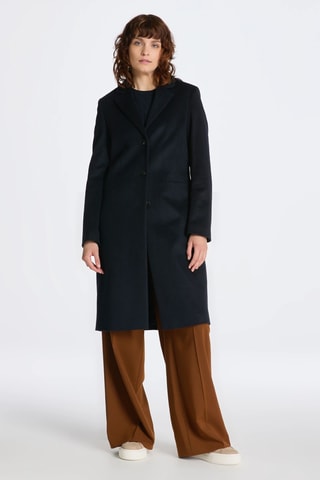 Manteau regular en laine - Bleu marine
