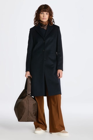 Manteau regular en laine - Bleu marine