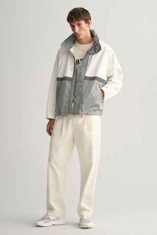 Casaco oversize com capuz - Cinzento e branco