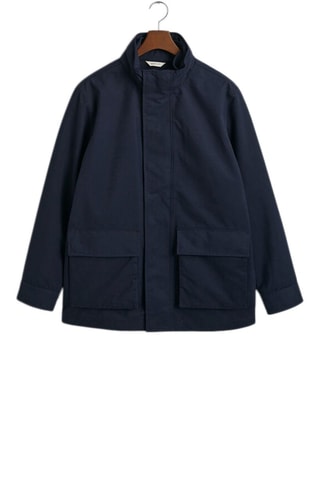 Casaco regular com capuz - Azul-marinho