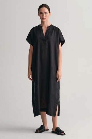 Vestido midi em linho - Preto