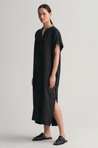 Vestido midi em linho - Preto