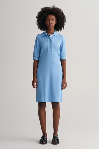 Vestido-polo relaxed - Azul-claro