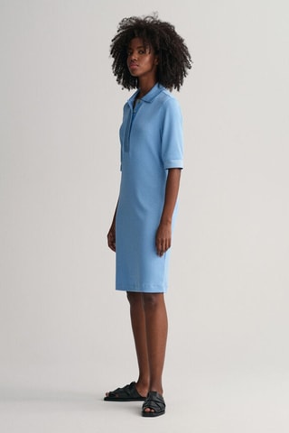 Vestido-polo relaxed - Azul-claro