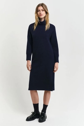 Vestido-camisola relaxed em lã - Azul-marinho