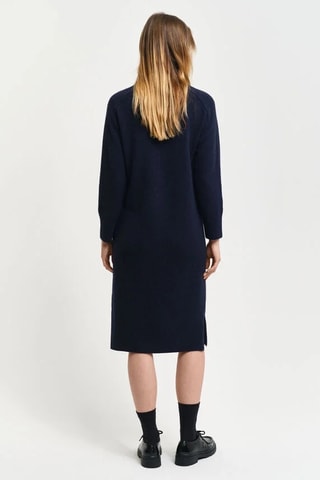 Vestido-camisola relaxed em lã - Azul-marinho
