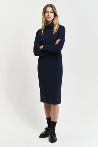 Vestido-camisola relaxed em lã - Azul-marinho