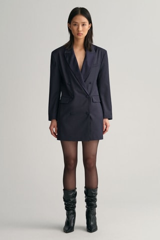 Vestido-blazer em lã - Azul-marinho