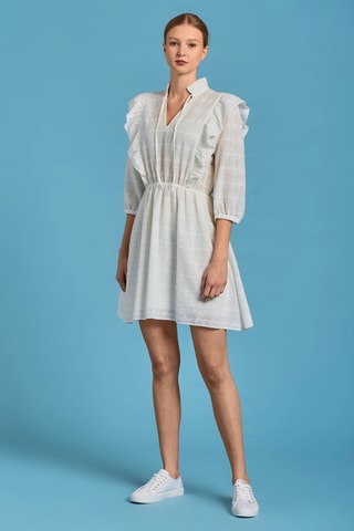 Vestido trapézio regular - Cru