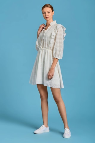 Vestido trapézio regular - Cru