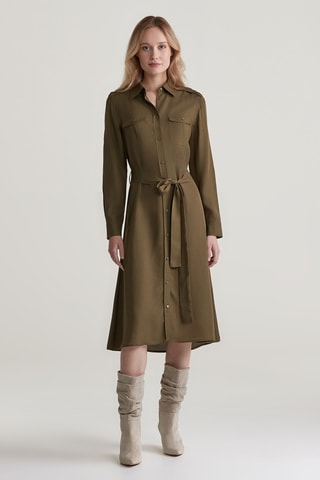 Vestido-camisa regular - Caqui