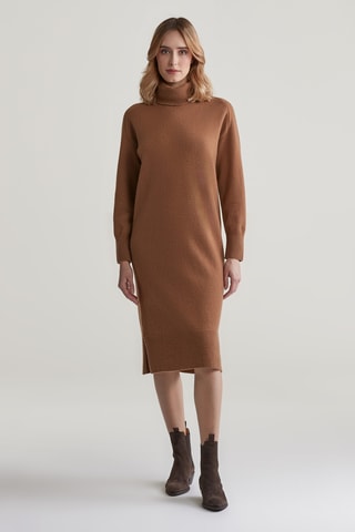 Vestido camisola relaxed em lã - Castanho