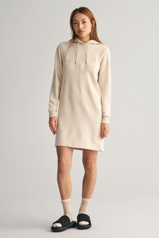 Vestido-sweat com capuz - Bege