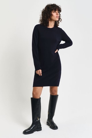 Vestido-camisola em lã de cordeiro - Preto