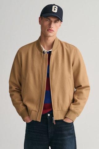 Blusão regular de lã - Bege-escuro