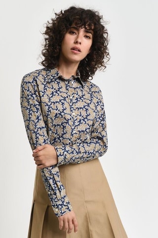 Camisa regular - Azul-marinho e bege