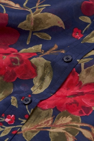 Camisa em seda - Azul-marinho e vermelho